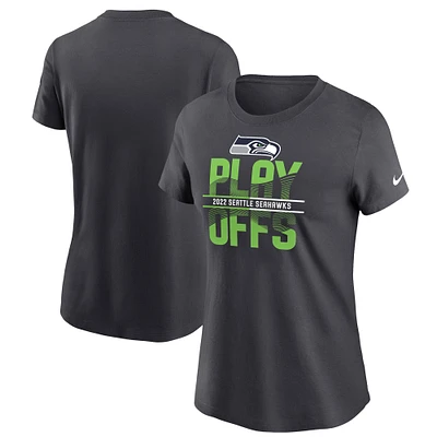 Women's Nike Anthracite Seattle Seahawks 2022 NFL Playoffs Iconic T-Shirt