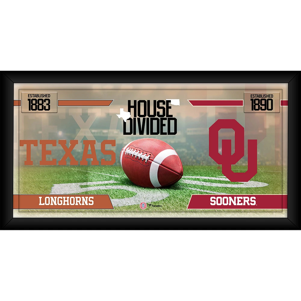 Texas Longhorns vs. Oklahoma Sooners Framed 10" x 20" House Divided Football Collage