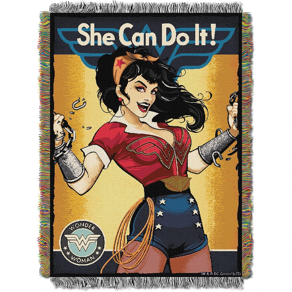 The Northwest Group Wonder Woman She Can Do It 46'' x 60'' Woven Tapestry Throw Blanket