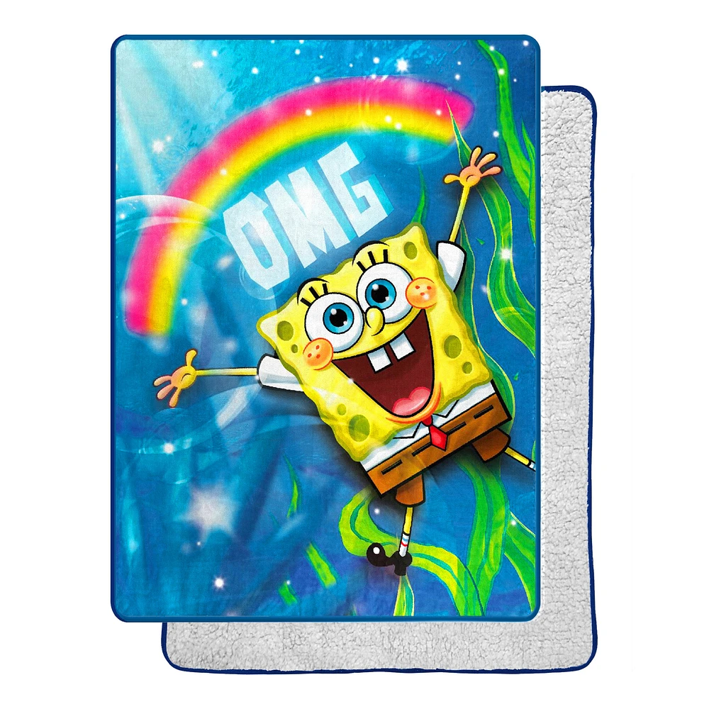 The Northwest Group SpongeBob SquarePants OMG 60'' x 80'' Silk Touch Sherpa Throw Blanket