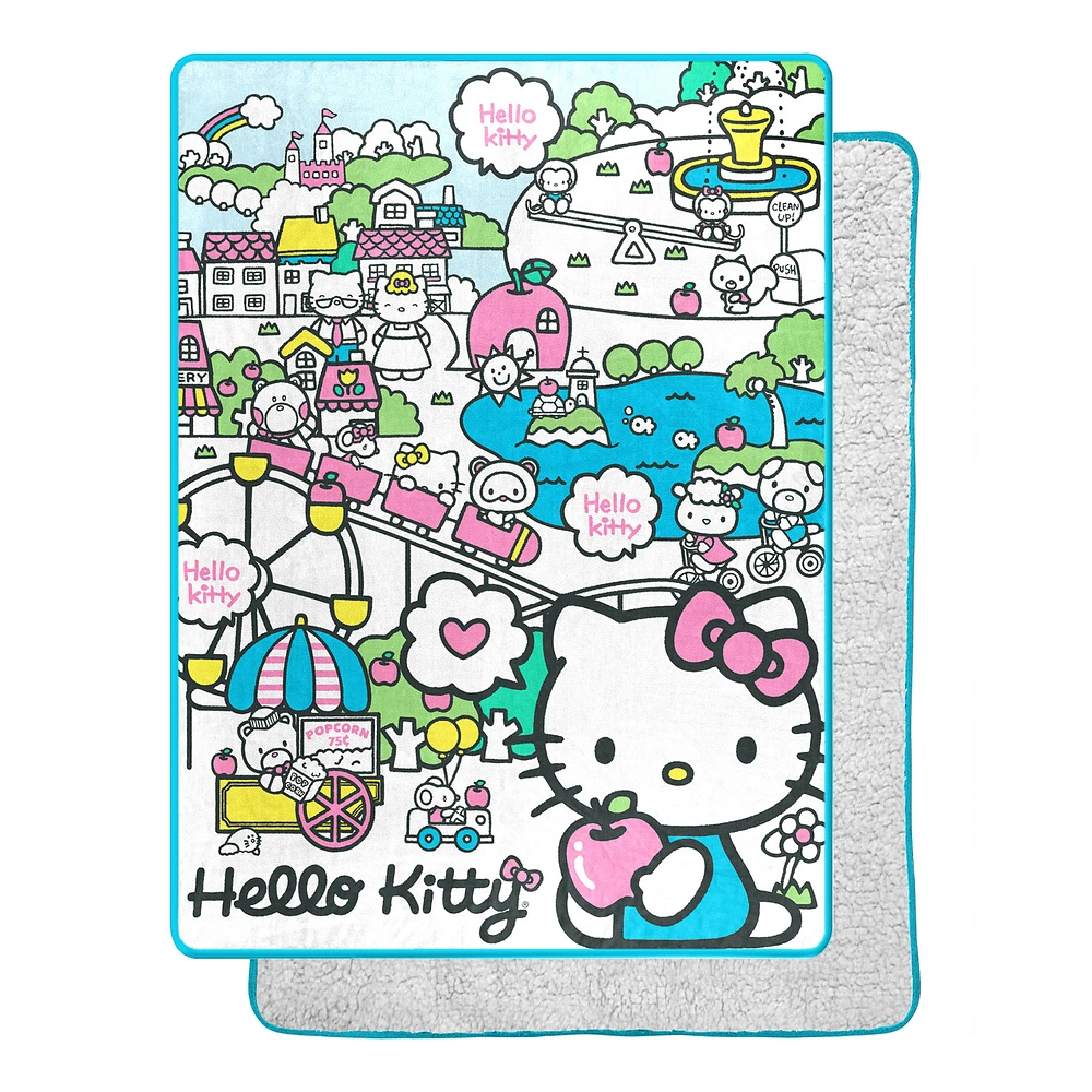 The Northwest Group Hello Kitty Bustling City 60'' x 80'' Silk Touch Sherpa Throw Blanket