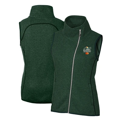 Women's Cutter & Buck Heather Green Arnold Palmer Invitational Mainsail Sweater-Knit Full-Zip Vest