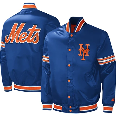 Men's Starter Royal New York Mets Midfield Satin Full-Snap Varsity Jacket