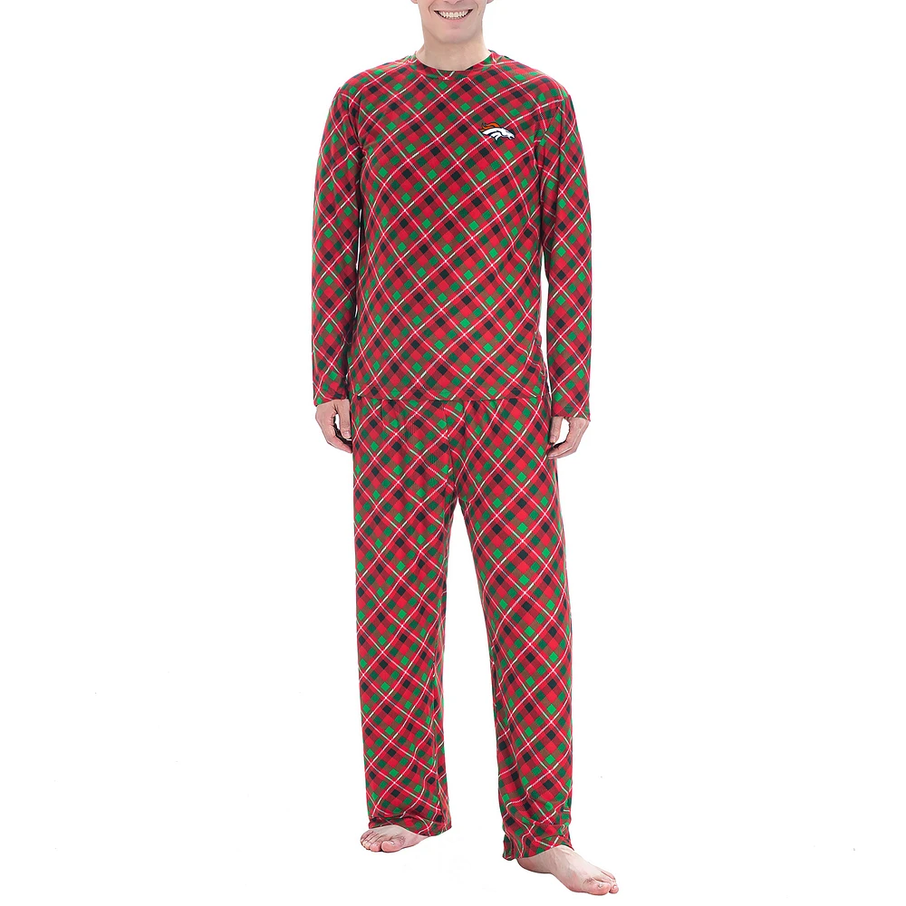 Men's Concepts Sport Red Denver Broncos Holly Allover Print Knit Long Sleeve Top & Pants Set