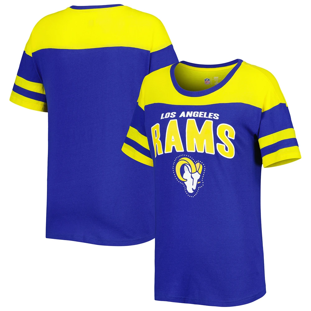 Women's G-III 4Her by Carl Banks Royal/Gold Los Angeles Rams Play the Ball T-Shirt