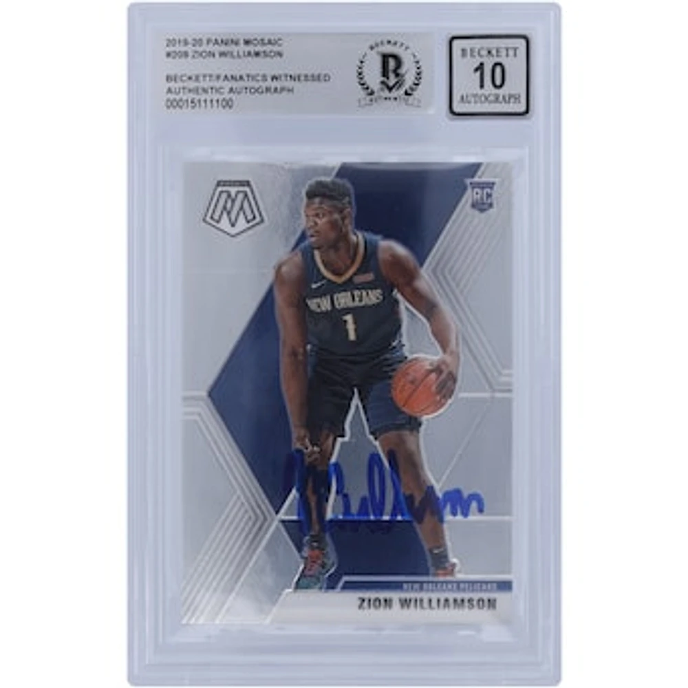 Zion Williamson New Orleans Pelicans Autographed 2019-20 Panini Mosaic #209 Beckett Fanatics Witnessed Authenticated 10 Rookie Card