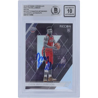 Zion Williamson New Orleans Pelicans Autographed 2019-20 Panini Chronicles Recon #292 Beckett Fanatics Witnessed Authenticated 10 Rookie Card