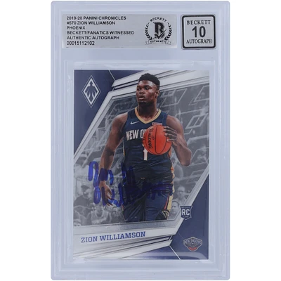 Zion Williamson New Orleans Pelicans Autographed 2019-20 Panini Phoenix 3 #570 Beckett Fanatics Witnessed Authenticated 10 Rookie Card