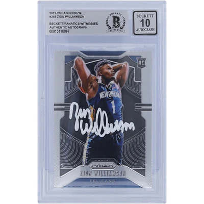 Zion Williamson New Orleans Pelicans Autographed 2019-20 Panini Prizm #248 Beckett Fanatics Witnessed Authenticated 10 Rookie Card