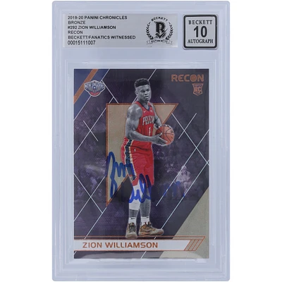 Zion Williamson New Orleans Pelicans Autographed 2019-20 Panini Chronicles Recon Bronze Variation #292 Beckett Fanatics Witnessed Authenticated 10 Rookie Card