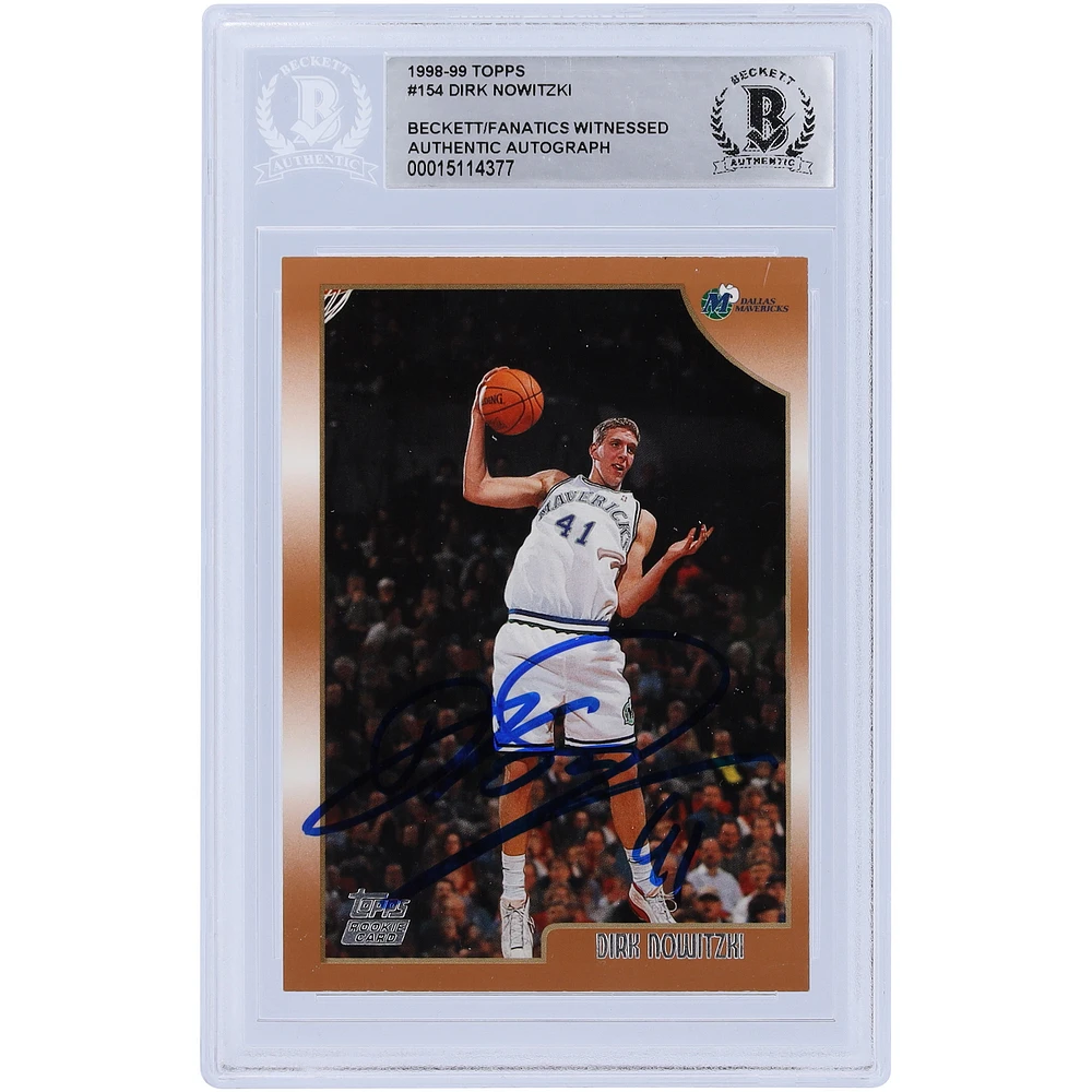 Dirk Nowitzki Dallas Mavericks Autographed 1998-99 Topps #154 Beckett Fanatics Witnessed Authenticated Rookie Card