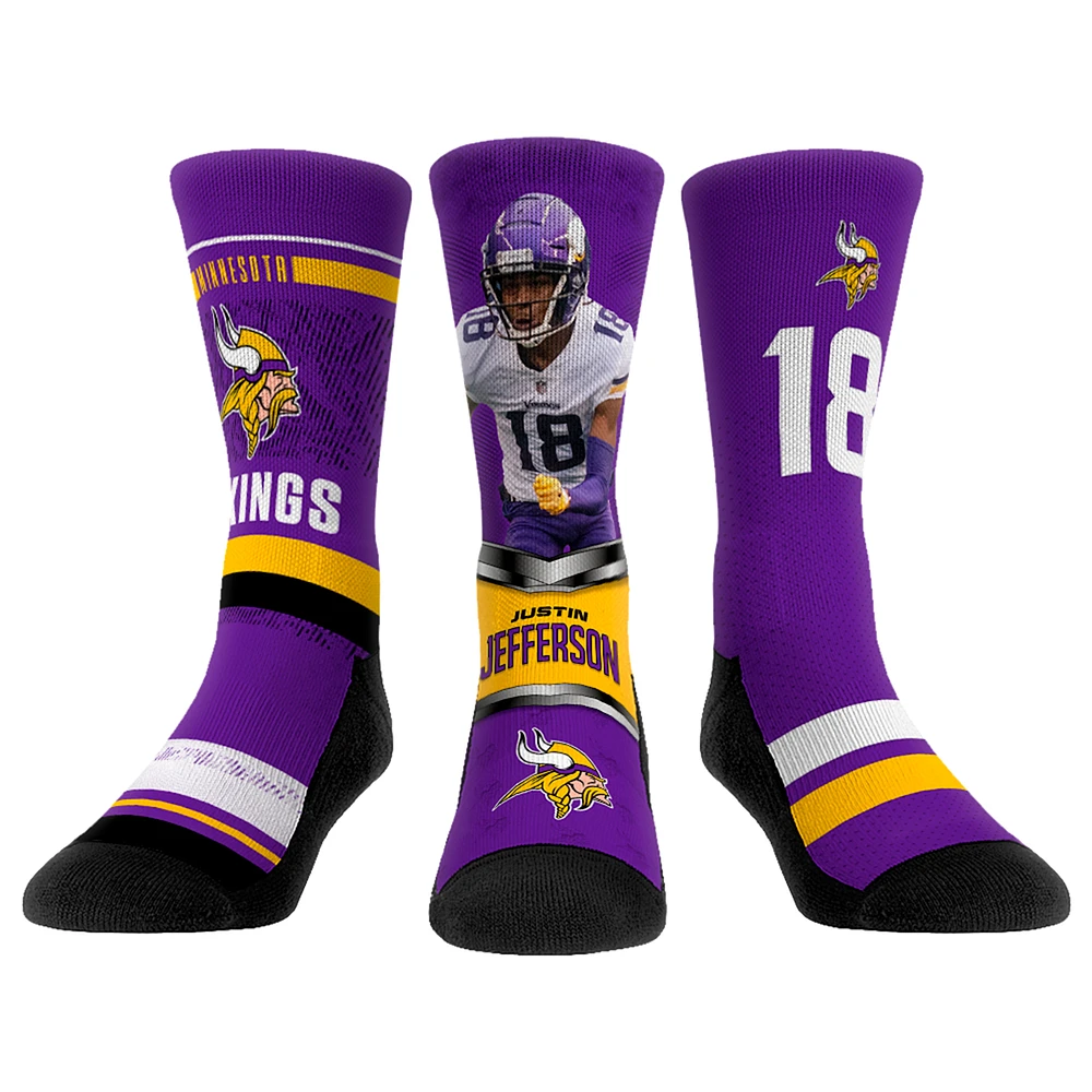 Youth Rock Em Socks Justin Jefferson Minnesota Vikings Three-Pack Crew Socks Set