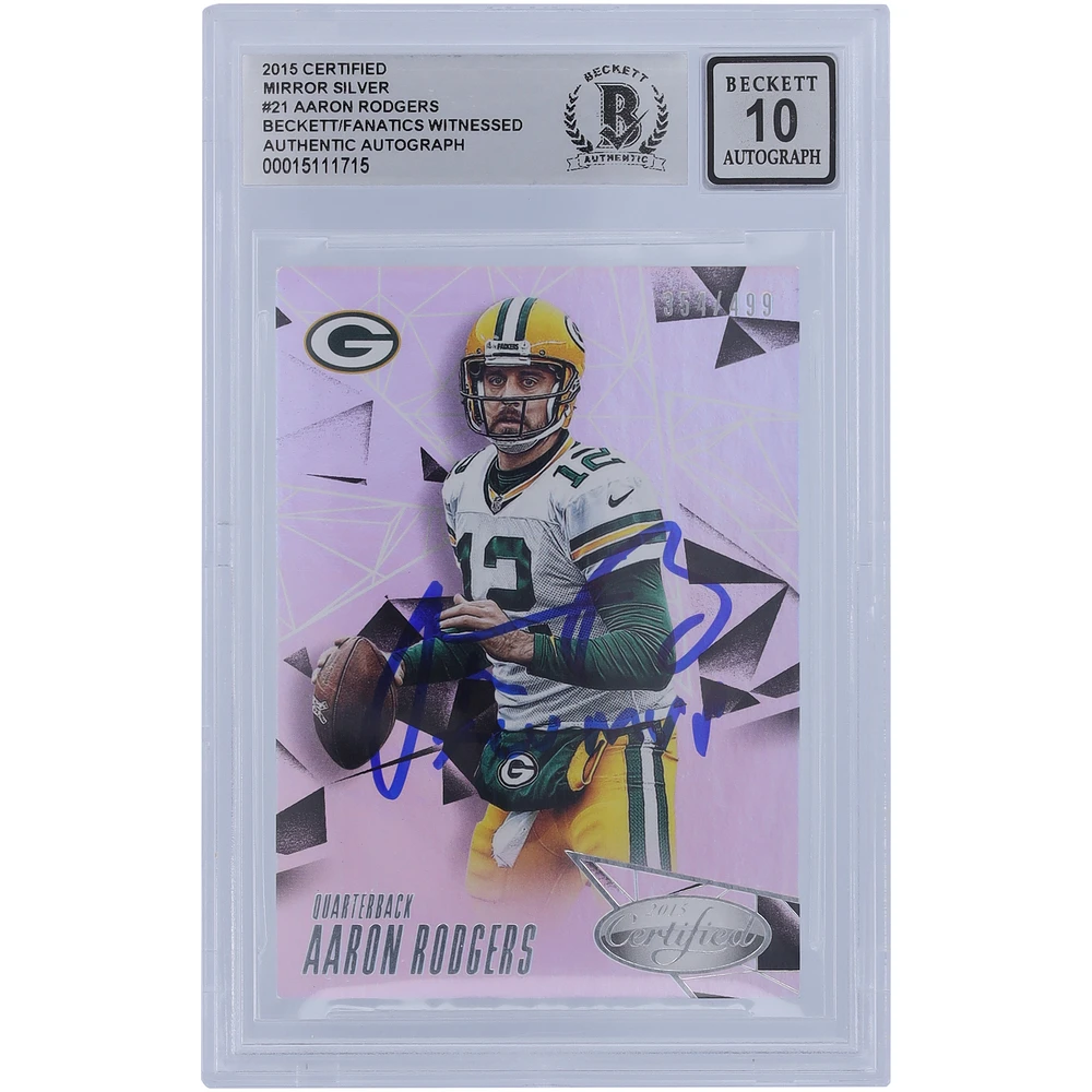Aaron Rodgers Green Bay Packers Autographed 2015 Panini Certified Mirror Silver #21 #354/499 Beckett Fanatics Witnessed Authenticated 10 Card with "SB XLV MVP" Inscription
