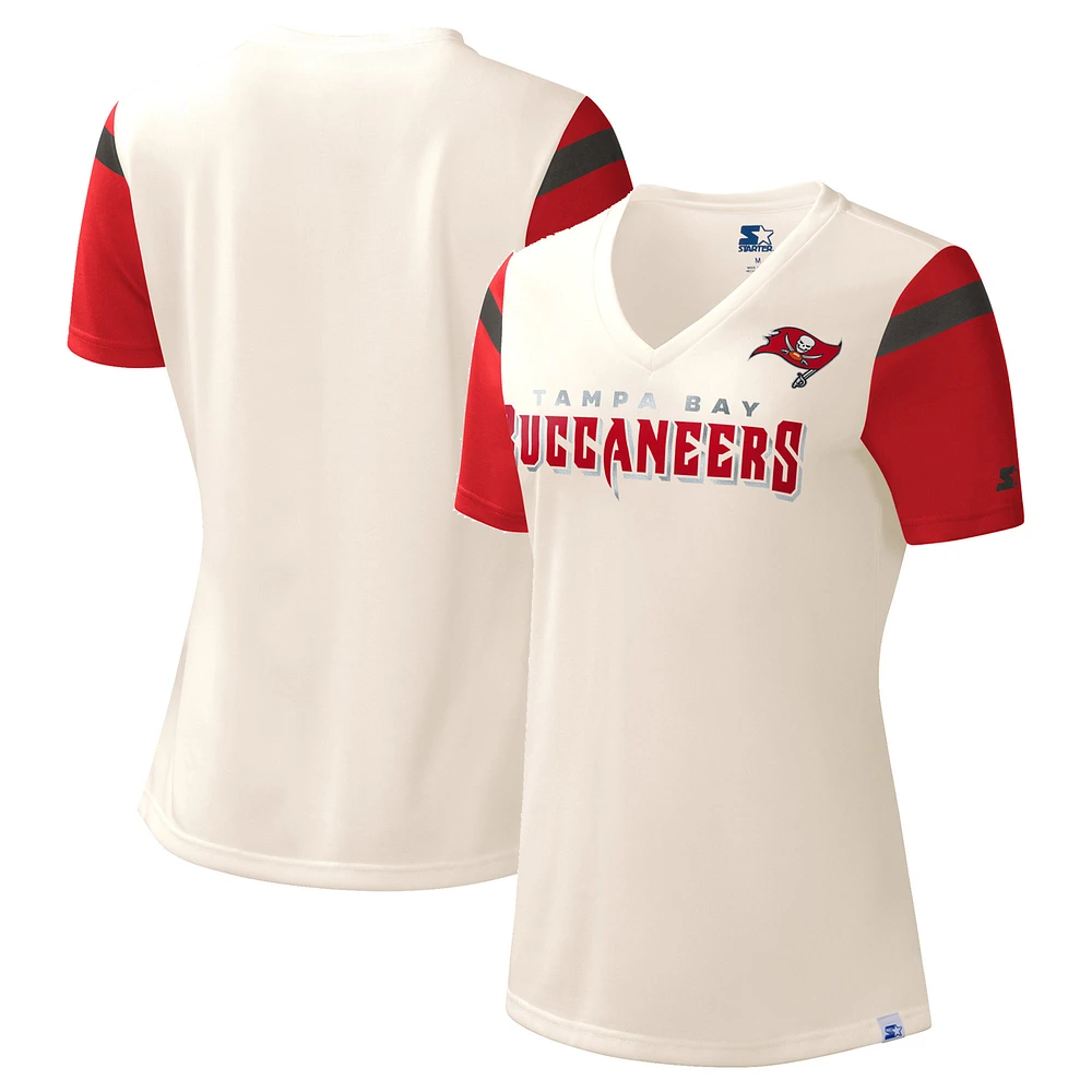 Women's Starter White Tampa Bay Buccaneers Kick Start V-Neck T-Shirt