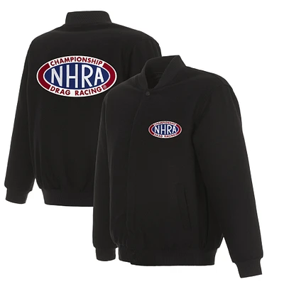 Men's JH Design Black NHRA Two Hit Wool Reversible Full-Snap Jacket