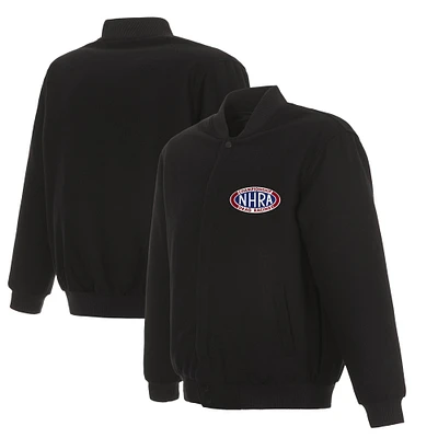 Men's JH Design Black NHRA One Hit Wool Reversible Full-Snap Jacket