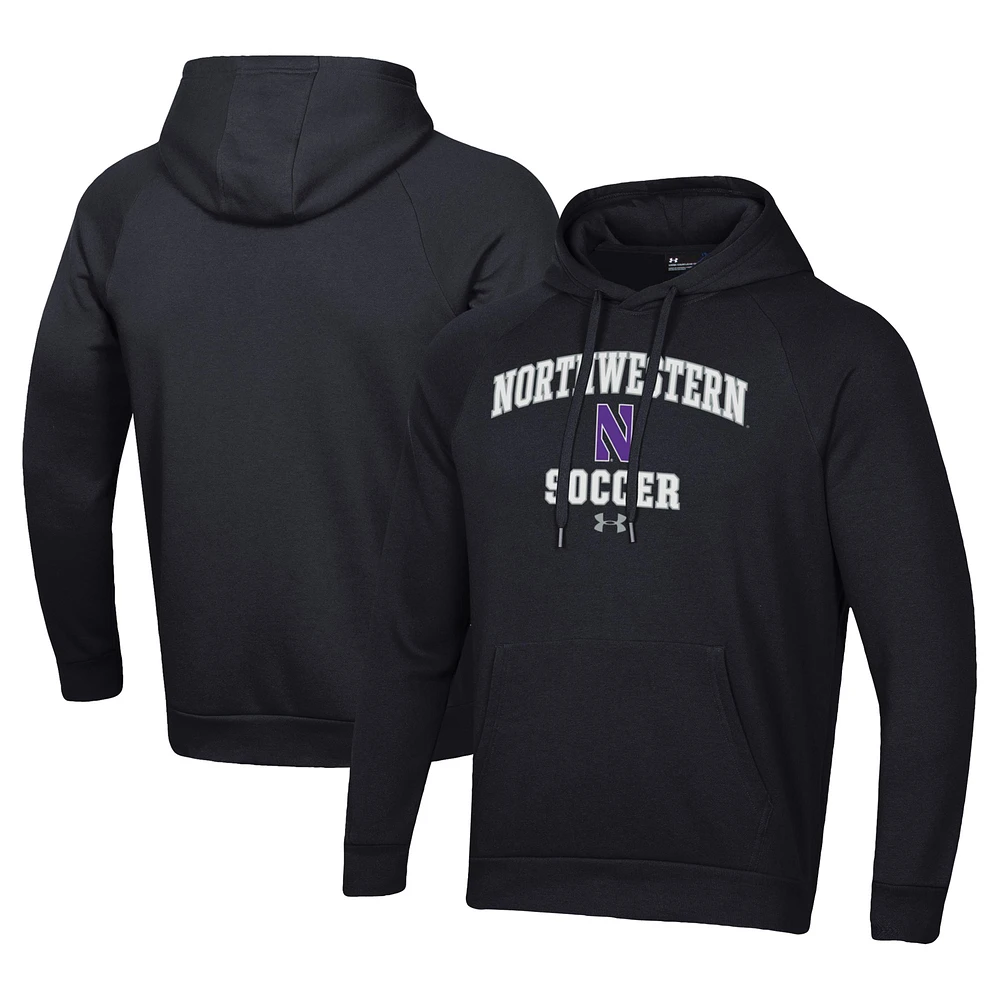 Men's Under Armour Black Northwestern Wildcats Soccer Arch Over Pullover Hoodie