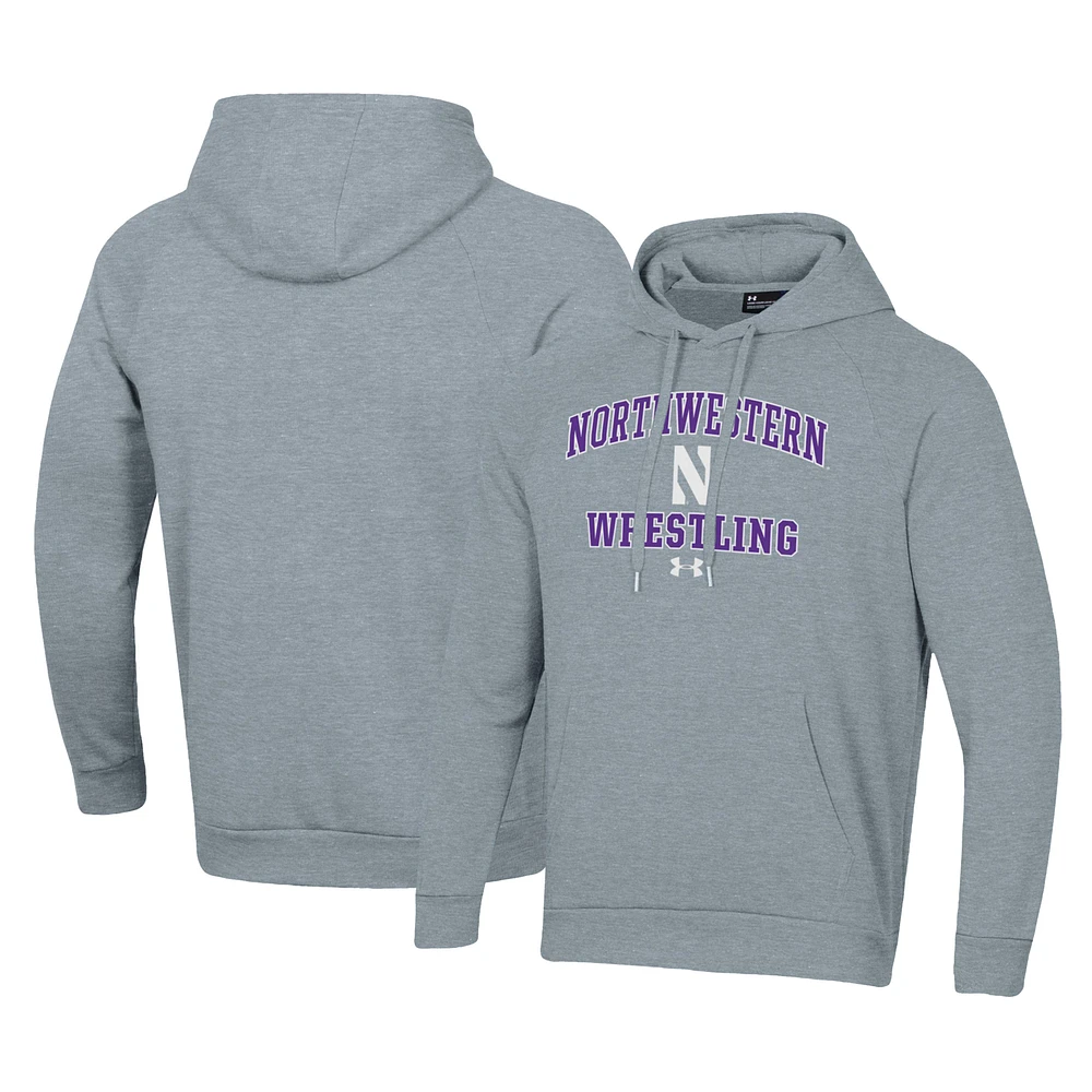 Men's Under Armour Northwestern Wildcats Wrestling Arch Over Pullover Hoodie