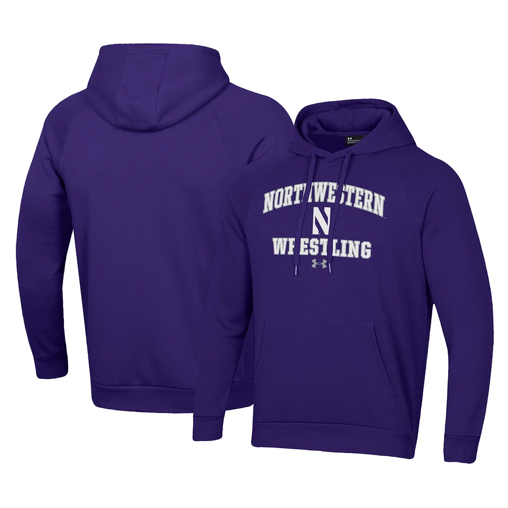 Men's Under Armour Northwestern Wildcats Wrestling Arch Over Pullover Hoodie