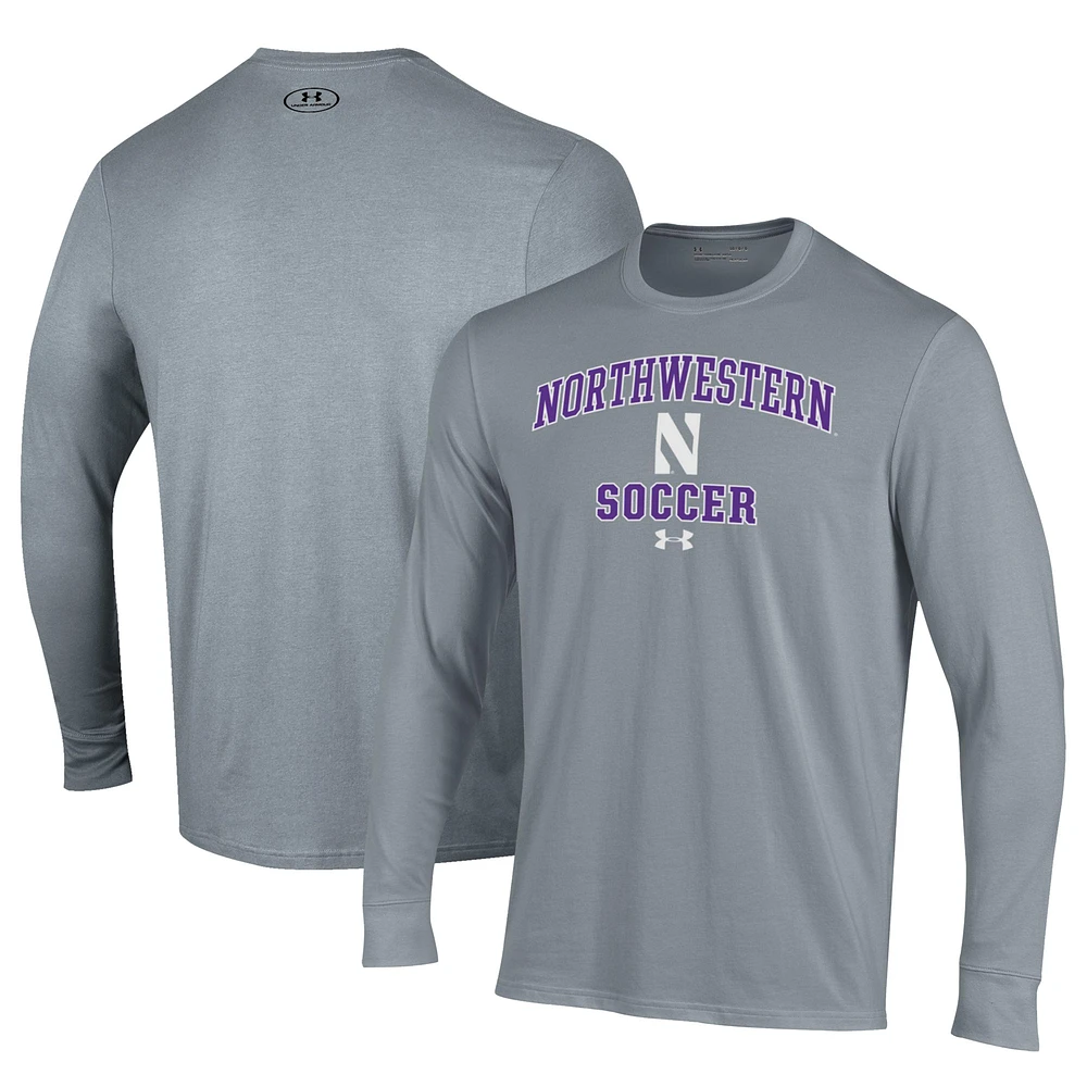 Men's Under Armour Northwestern Wildcats Soccer Arch Over Performance Long Sleeve T-Shirt