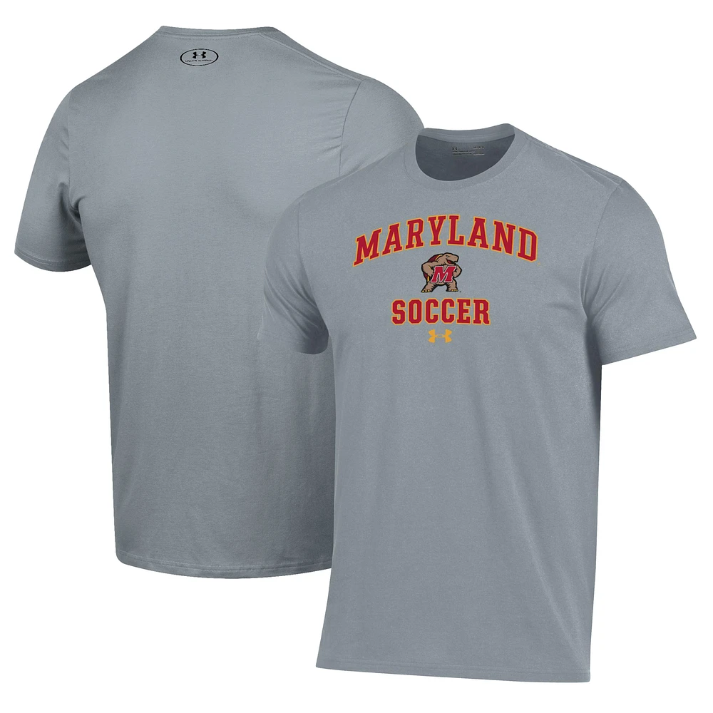 Men's Under Armour Gray Maryland Terrapins Soccer Arch Over Performance T-Shirt