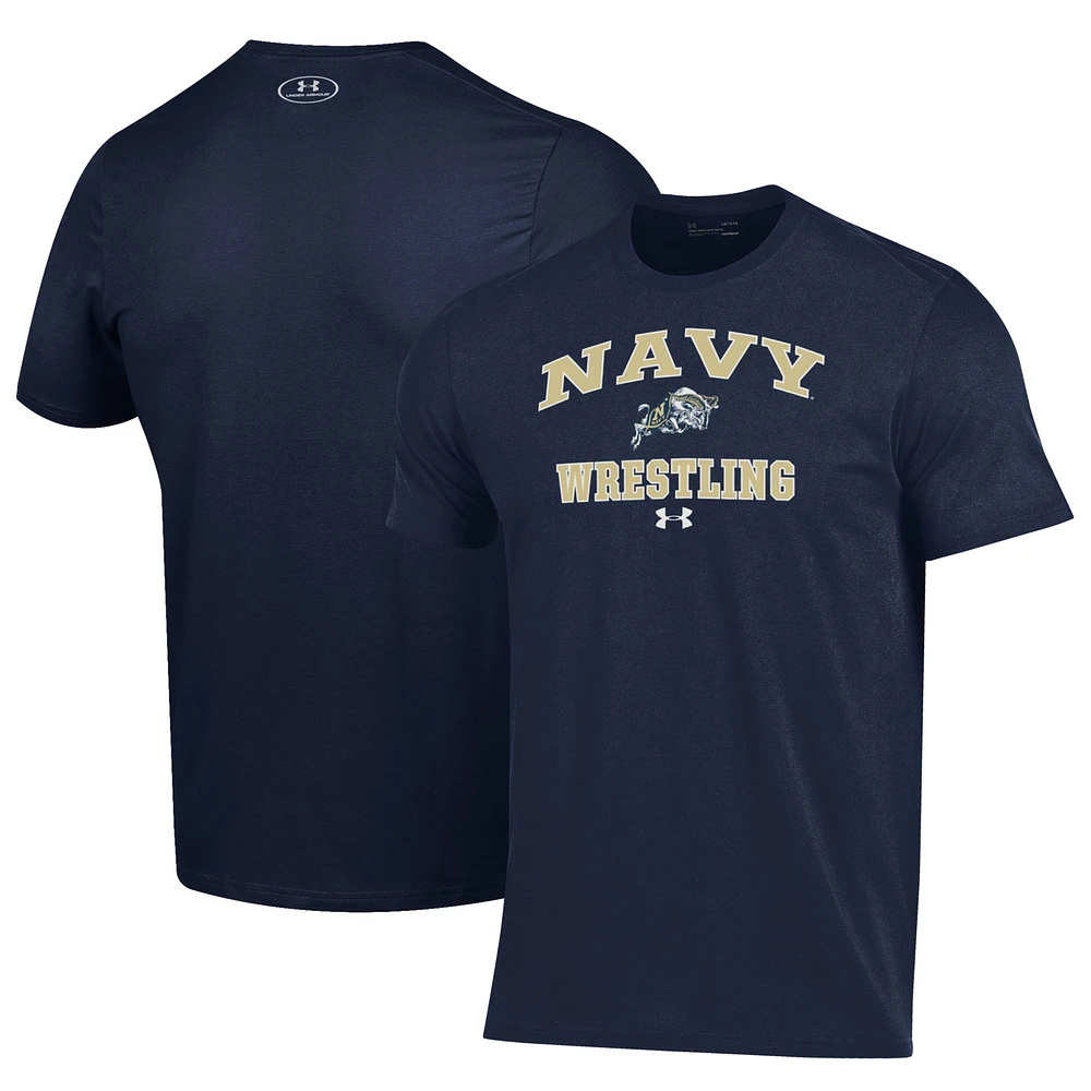 Men's Under Armour Navy Midshipmen Wrestling Arch Over Performance T-Shirt