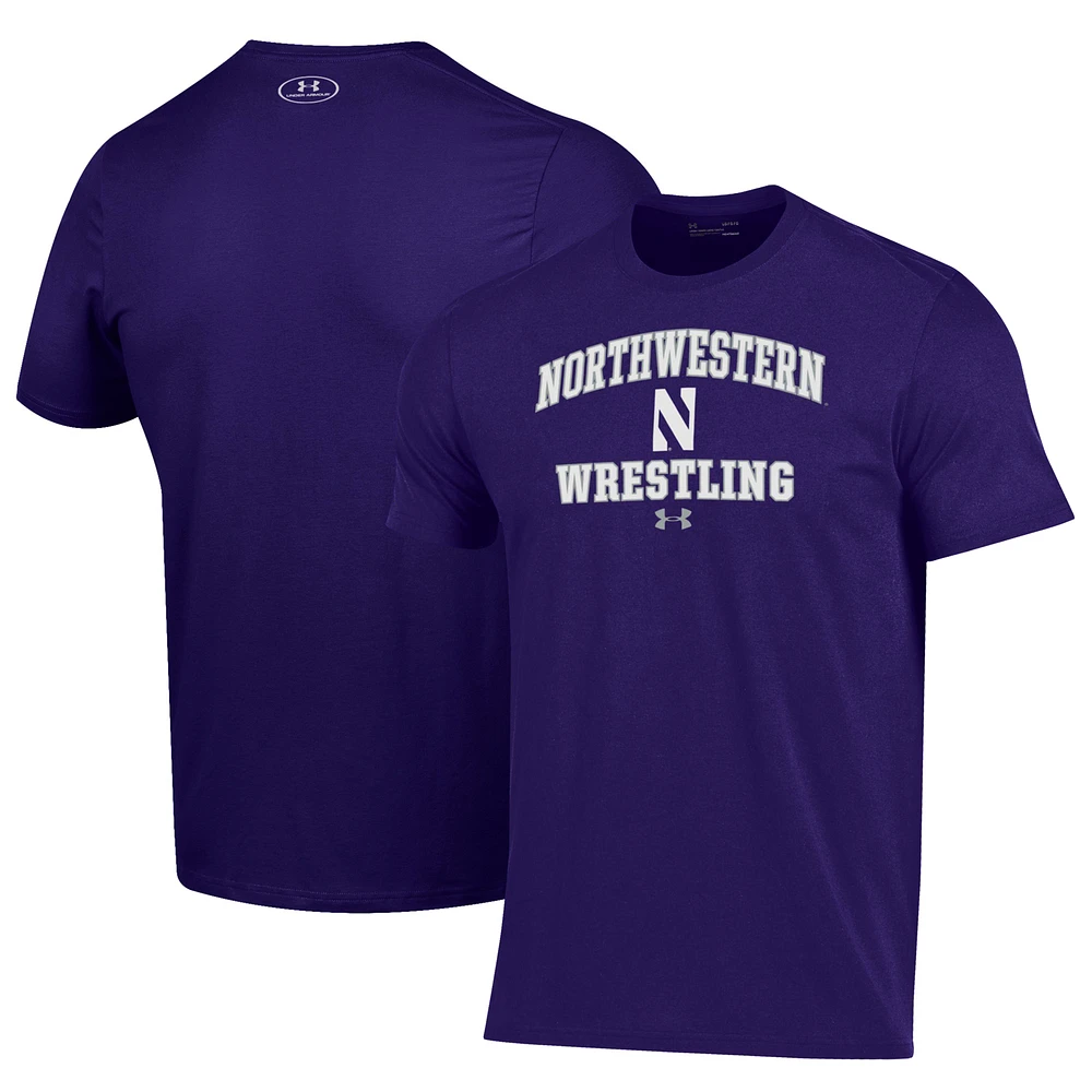 Men's Under Armour Northwestern Wildcats Wrestling Arch Over Performance T-Shirt