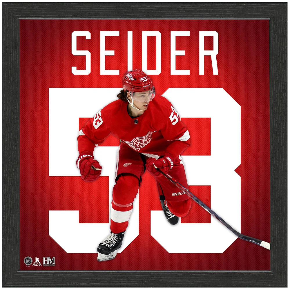 Highland Mint Moritz Seider Detroit Red Wings 13'' x 13'' Impact Jersey Framed Photo