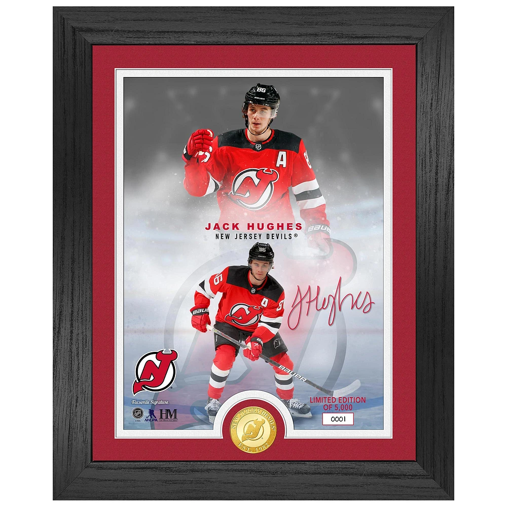 Highland Mint Jack Hughes New Jersey Devils 13'' x 16'' Framed Photo Collage Mint