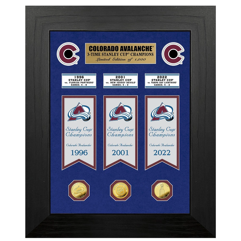 Highland Mint Colorado Avalanche 18'' x 22'' Three-Time Stanley Cup Champions Deluxe Collection Photo Mint