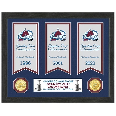 Highland Mint Colorado Avalanche 12'' x 15'' Three-Time Stanley Cup Champion Banner Collection Photo Mint