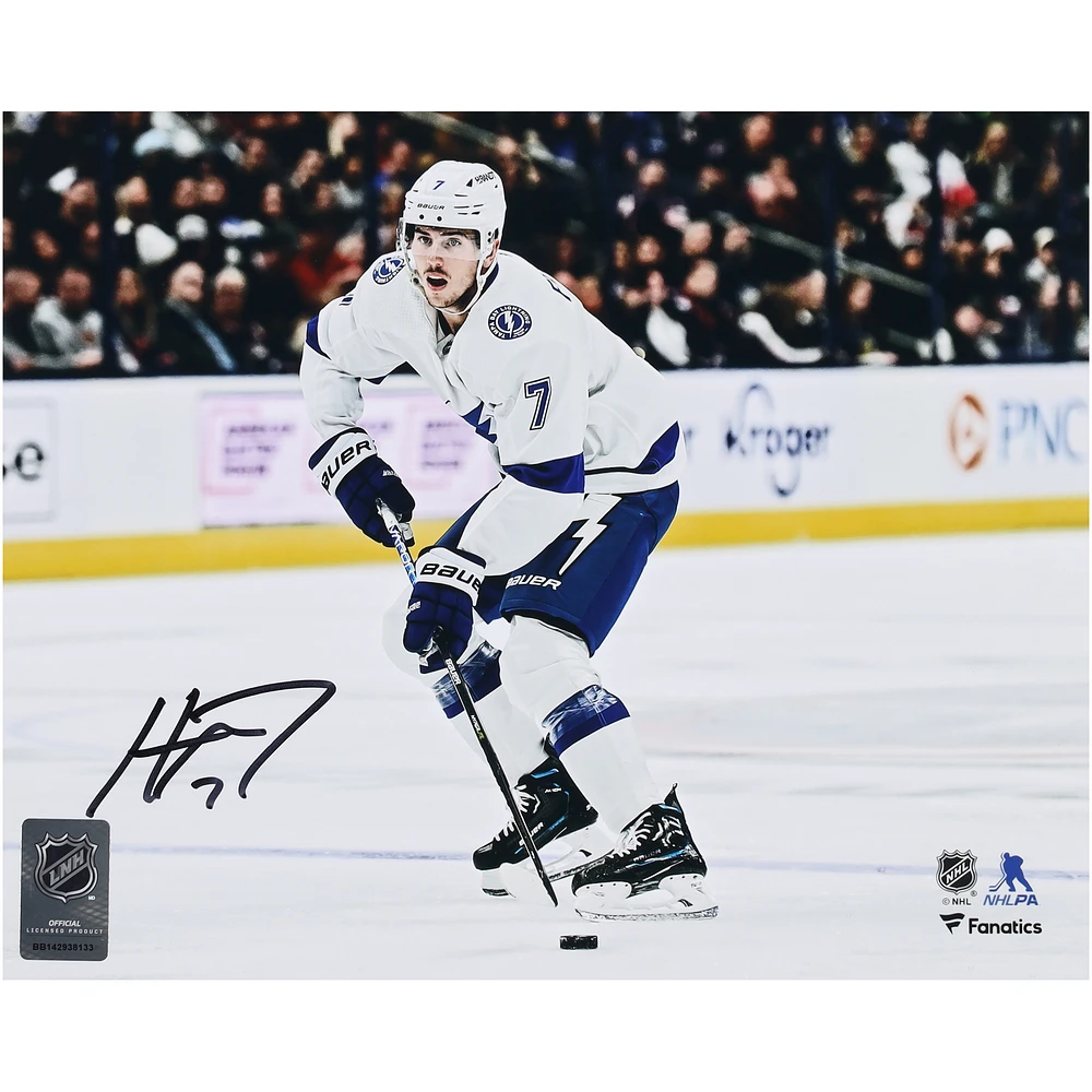 Haydn Fleury Tampa Bay Lightning Autographed 8" x 10" White Jersey Skating Photograph