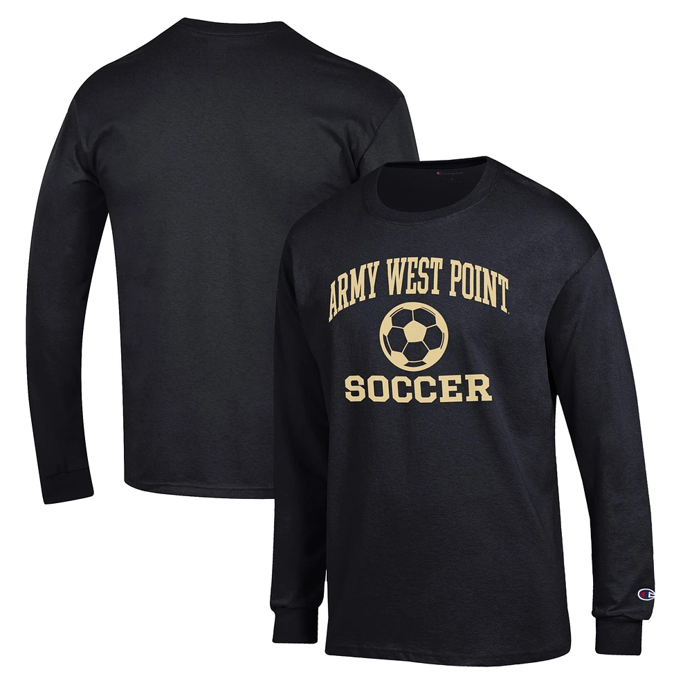 Men's Champion Black Army Knights Soccer Icon Long Sleeve T-Shirt