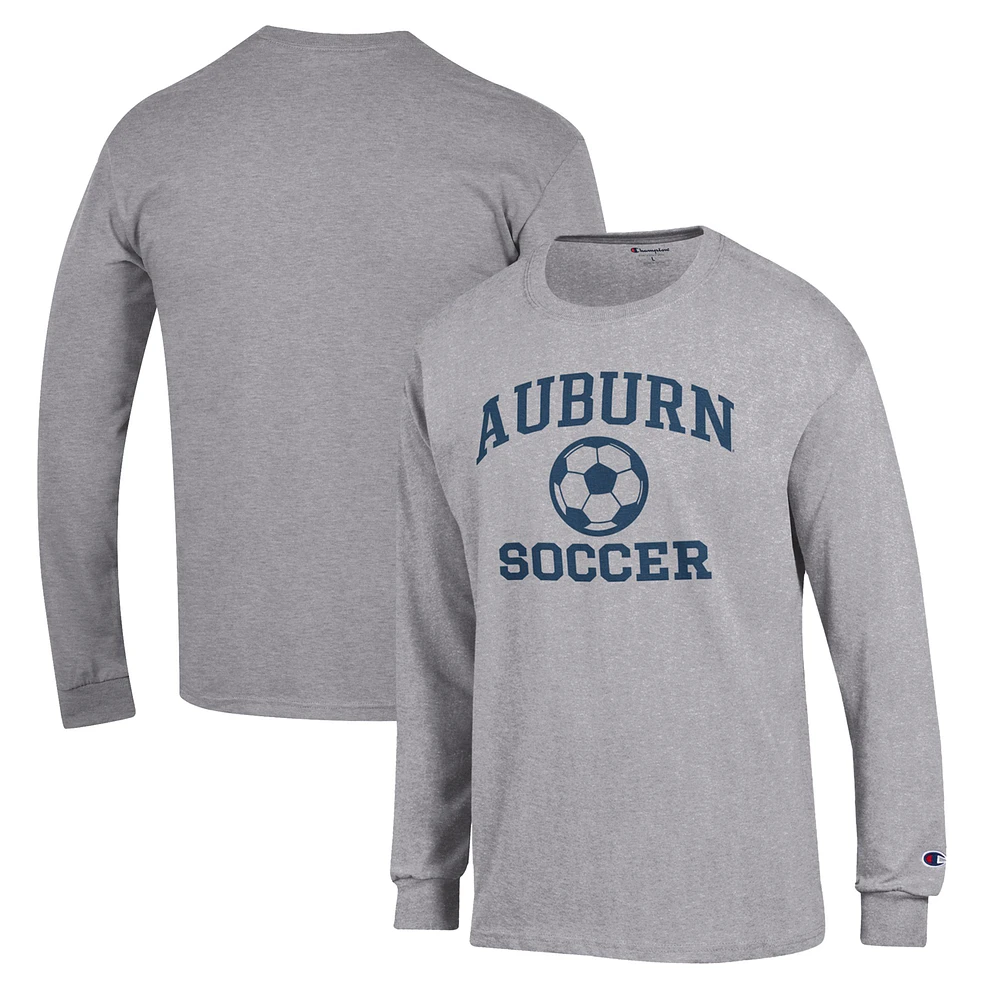 Men's Champion Gray Auburn Tigers Soccer Icon Long Sleeve T-Shirt