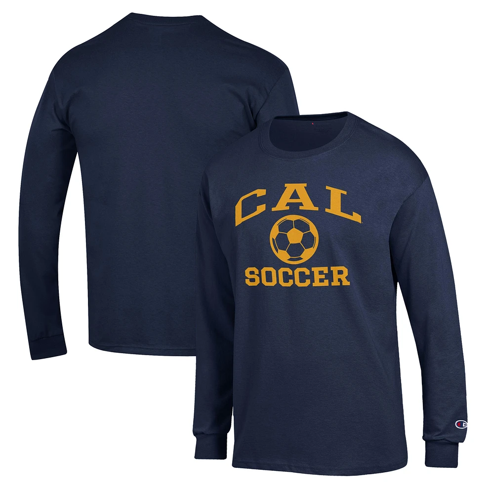 Men's Champion Navy Cal Bears Soccer Icon Long Sleeve T-Shirt