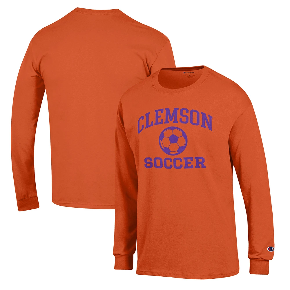 Men's Champion Orange Clemson Tigers Soccer Icon Long Sleeve T-Shirt