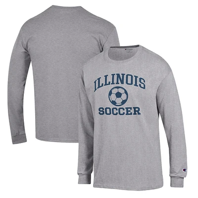 Men's Champion Gray Illinois Fighting Illini Soccer Icon Long Sleeve T-Shirt
