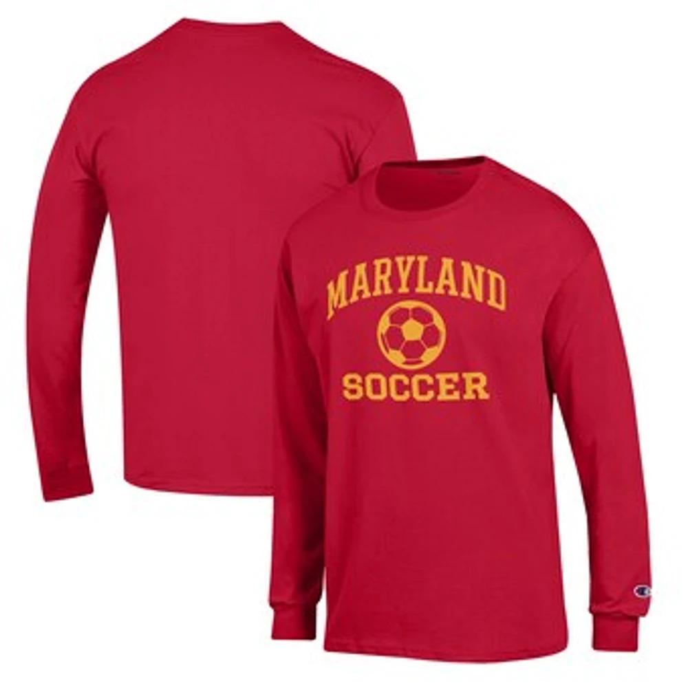 Men's Champion Red Maryland Terrapins Soccer Icon Long Sleeve T-Shirt
