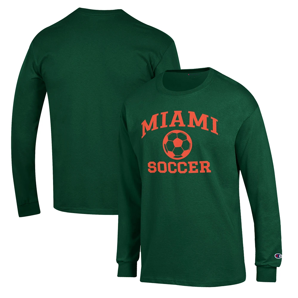Men's Champion Miami Hurricanes Soccer Icon Long Sleeve T-Shirt