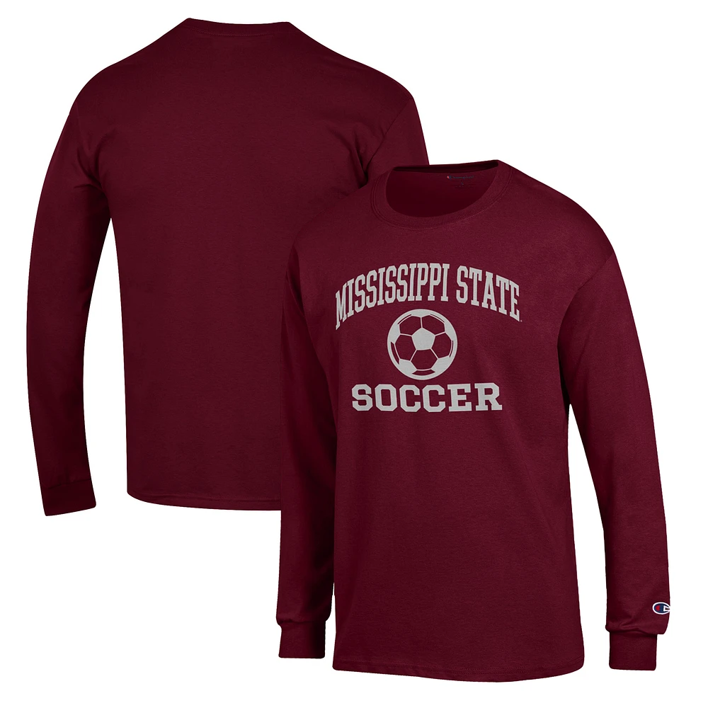 Men's Champion Maroon Mississippi State Bulldogs Soccer Icon Long Sleeve T-Shirt