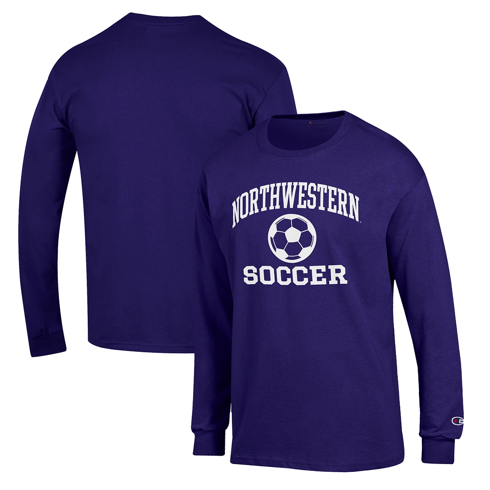 Men's Champion Purple Northwestern Wildcats Soccer Icon Long Sleeve T-Shirt