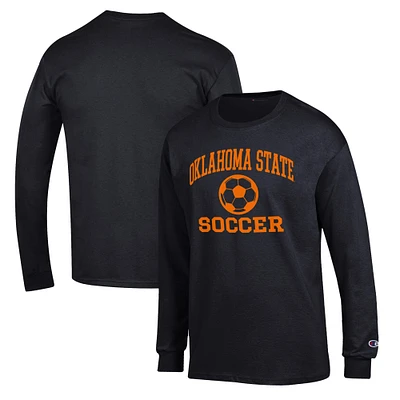 Men's Champion Black Oklahoma State Cowboys Soccer Icon Long Sleeve T-Shirt