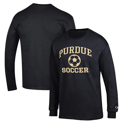 Men's Champion Black Purdue Boilermakers Soccer Icon Long Sleeve T-Shirt
