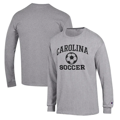 Men's Champion Gray South Carolina Gamecocks Soccer Icon Long Sleeve T-Shirt