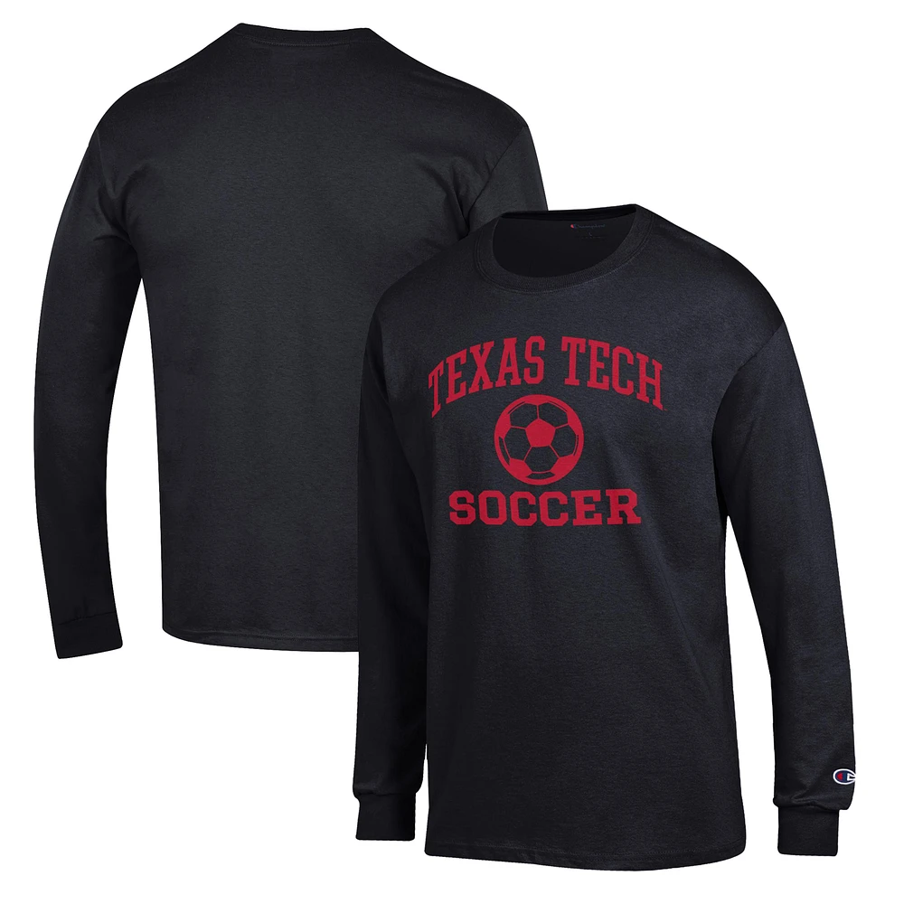 Men's Champion Black Texas Tech Red Raiders Soccer Icon Long Sleeve T-Shirt