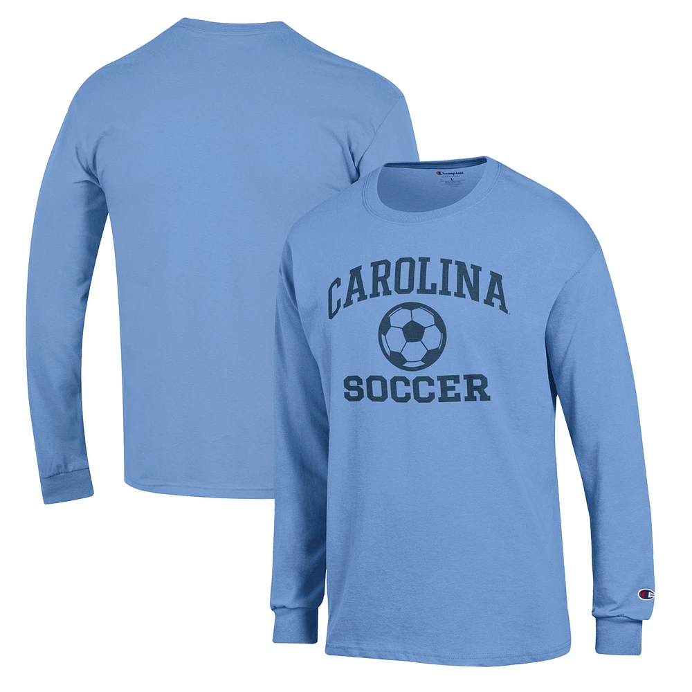 Men's Champion Carolina Blue North Tar Heels Soccer Icon Long Sleeve T-Shirt