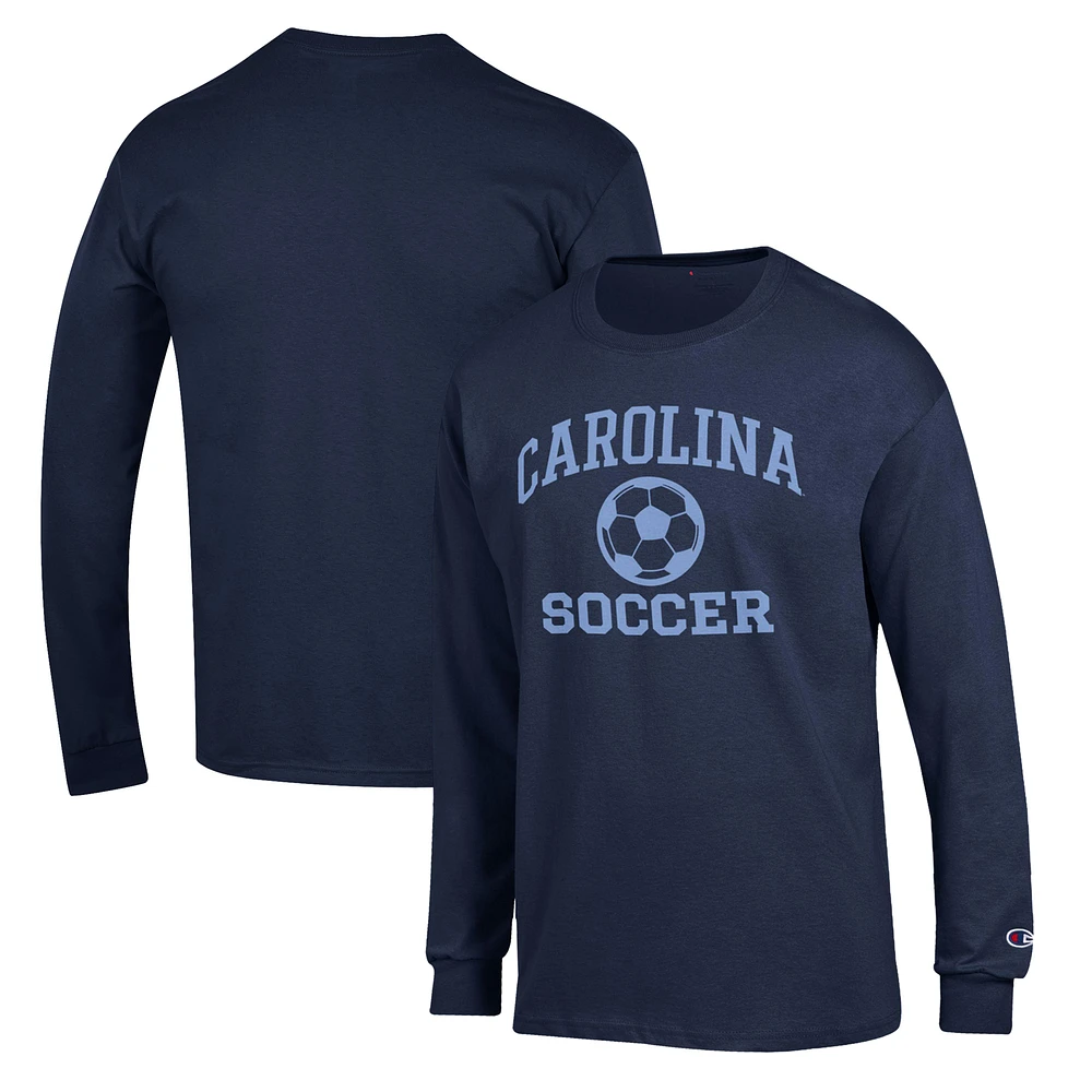 Men's Champion Navy North Carolina Tar Heels Soccer Icon Long Sleeve T-Shirt