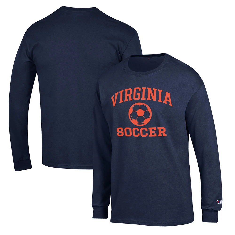 Men's Champion Navy Virginia Cavaliers Soccer Icon Long Sleeve T-Shirt