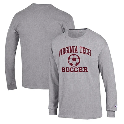 Men's Champion Gray Virginia Tech Hokies Soccer Icon Long Sleeve T-Shirt