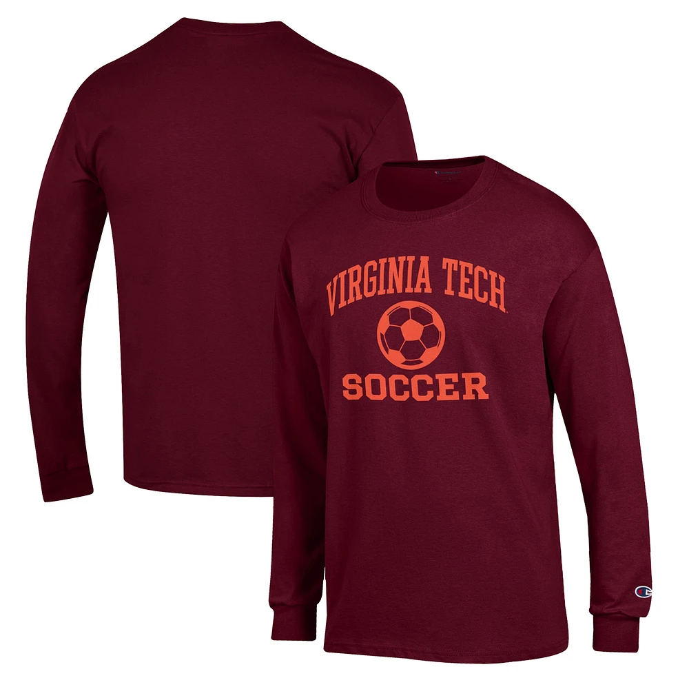 Men's Champion Maroon Virginia Tech Hokies Soccer Icon Long Sleeve T-Shirt